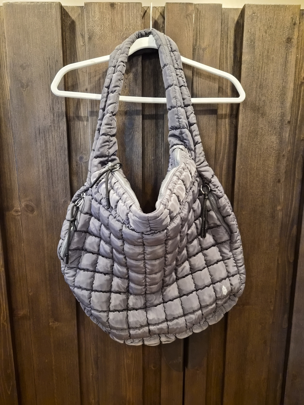 Free People Quilted Gray Shoulder Hobo Bag